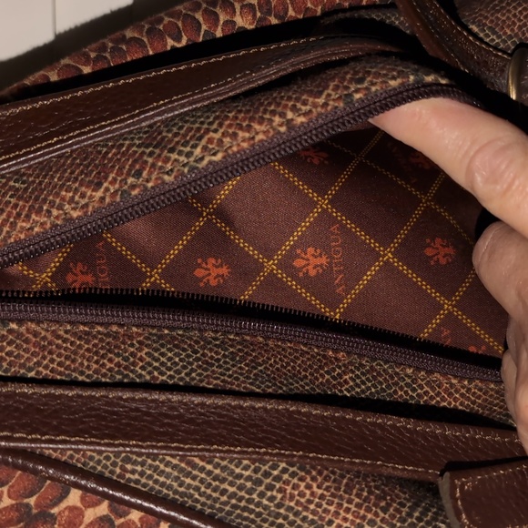Antigua Leather Trim Backpack Brown Snakeskin Pattern - Picture 7 of 12